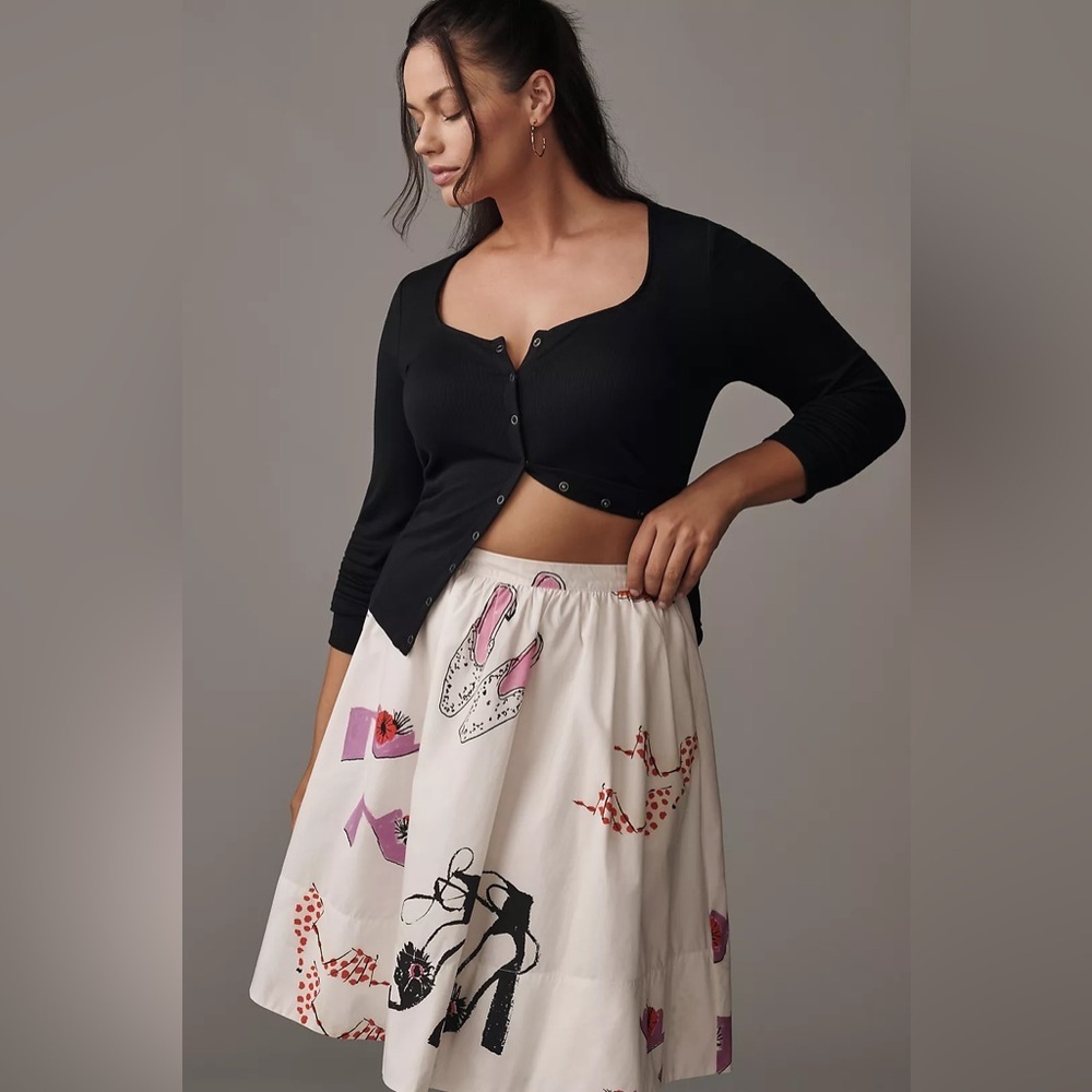 NWT! Jacie Poplin Printed Knee-Length Skirt by Maeve: Danielle Kroll 0️⃣